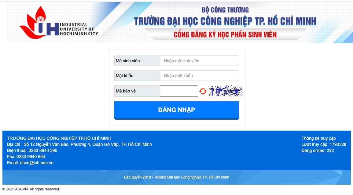 Giao diện Cổng thông tin Sinh viên