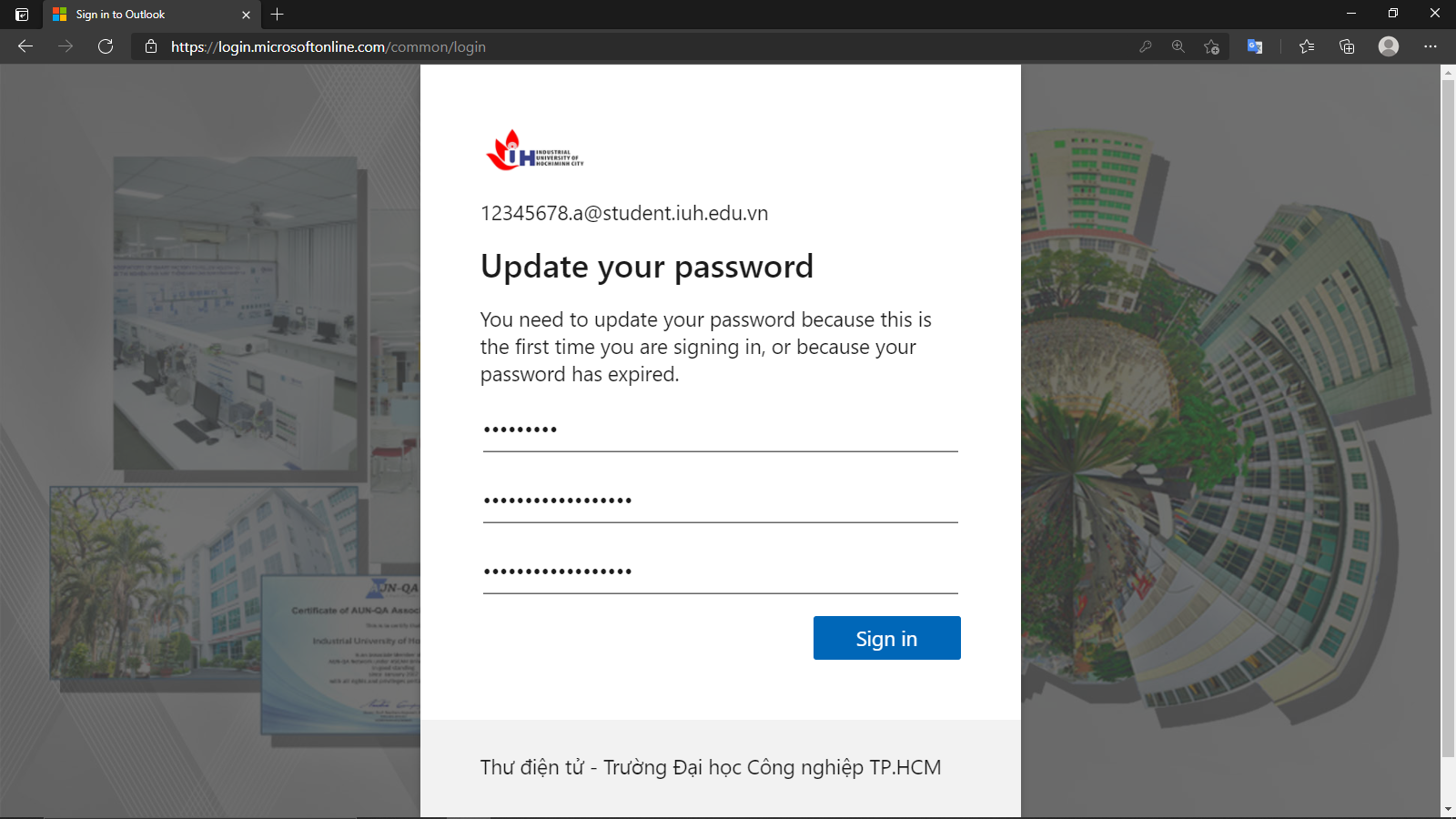 Giao diện Cổng thông tin Sinh viên