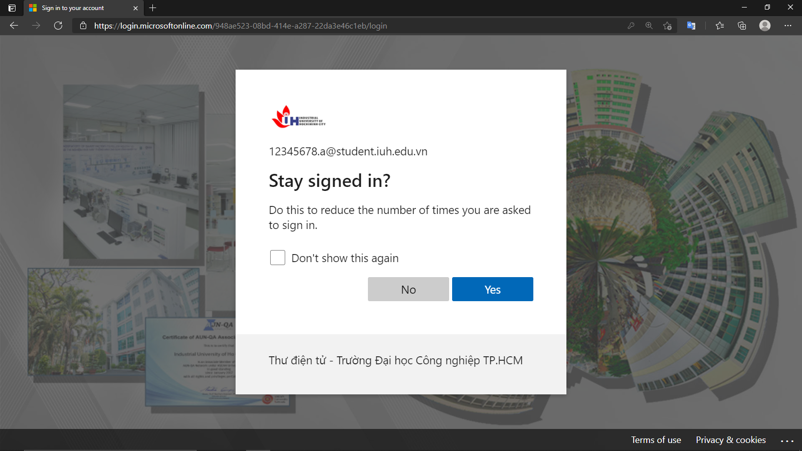 Giao diện Cổng thông tin Sinh viên